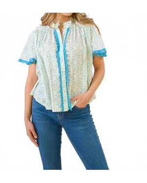 BROOKS AVENUE Parham Button Front Blouse - Blue