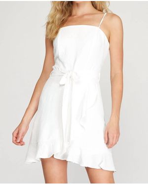She + Sky Cami Tube Top Woven Dress With Wrap And Ruffled Skirt - White