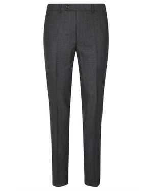 Berwich Dark Yretro Long Wool Pied De Poule Pants - Gray