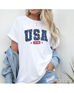 OrnamentallyYou Patriotic Stars And Stripes Tee - Blue