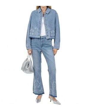 Ouí Embroidered Denim Jacket - Blue