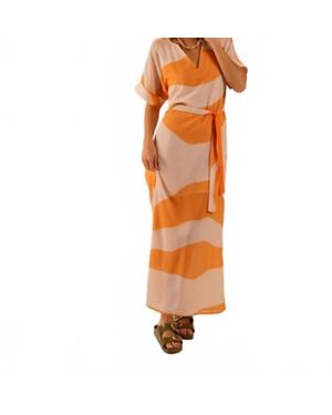 Care Tucker Beatrice Sunset Swirling Wind Kaftan Dress - Orange