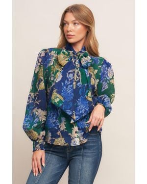 TRUEDAMES Royal Tapestry Woven Top - Blue
