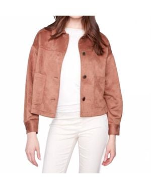 Charlie b Short Faux Suede Jacket - Red