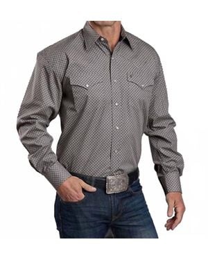 Stetson Snap Two Pocket Print Shirt - Gray