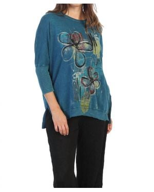 Jess & Jane Santa Monica Mineral Washed Cotton Dolman Sleeve Top - Blue
