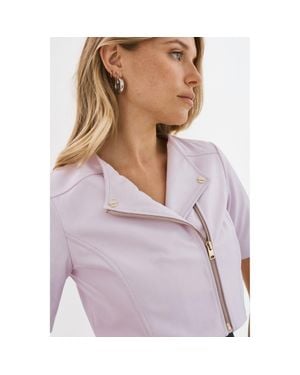 Lamarque Kirsi 21 Cropped Biker Jacket - Purple