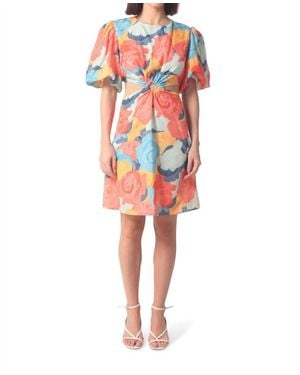 Beulahstyle Summer Cut Out Flowery Dress - Red