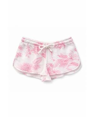 KatieJnyc Junior Brynn Waffle Printed Lounge Shorts - Pink