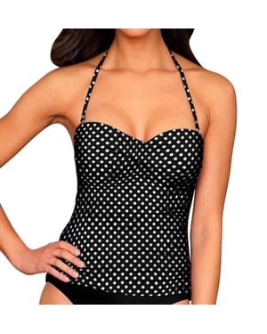 Kallure Twist Front Bandeau Tankini Top - Black