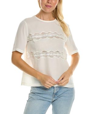 Rebecca Taylor Lace Silk T-shirt - Gray