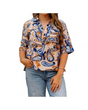 J joy Pocket Overshirt Top - Blue