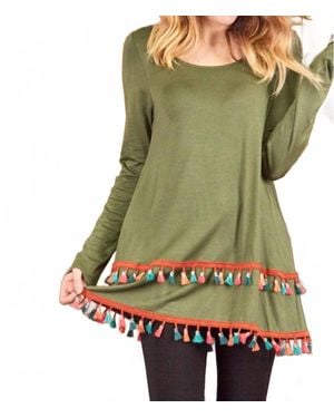 P.S. Kate You'Ve Got Me Tassled Tunic Top - Green