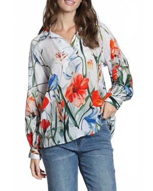 Apny Half-Placket Pullover Blouse - Multicolor