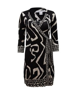 Diane von Furstenberg Printed Wrap Dress - Black
