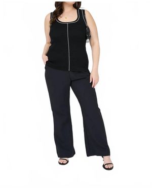 The Workshop Contrast Line Detail Sweater Knit Tank Top - Blue