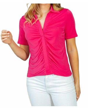 White Birch Collar Cinched Front Top - Pink