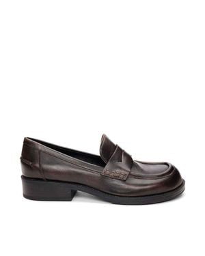 Ash Mocassino Ringo Leather Loafers With Penny Strap - Black