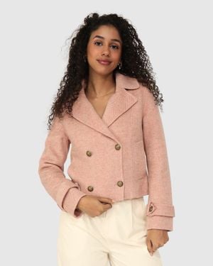 Belle & Bloom Better Off Military Peacoat - Pink