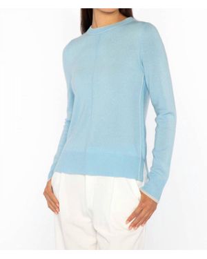 Kinross Cashmere Tipped Crew Top - Blue