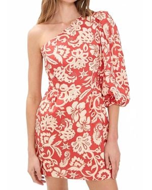 dress to One-Shoulder Floral Print Mini Dress - Red
