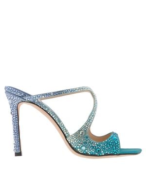 Jimmy Choo Anise 95 Crystal-Embellished Mules - Blue