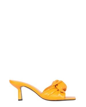 BY FAR Leather Sandals With Twisted Knot Detail - Metallic