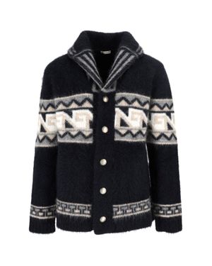 Borgo Asolo Geometric Pattern Textured Jacket - Black