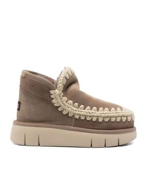 Mou Eskimo Bounce Sheepskin Whipstitch Boots - Brown
