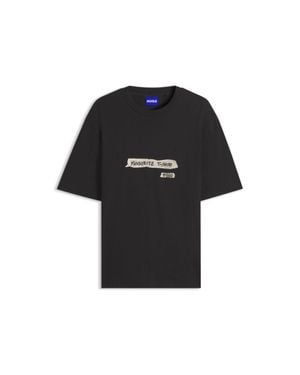 HUGO Cotton-Jersey T-Shirt With Graphic Print - Black