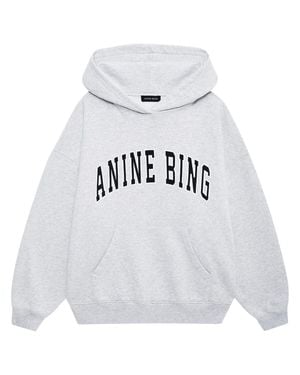 Anine Bing Harvey Sweatshirt New Classic Hooded Sweatshirt - White
