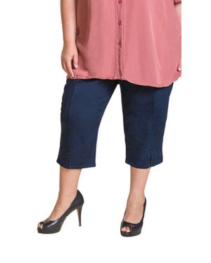On The Plus Side Cotton Stretch Twill Crop Pants - Blue