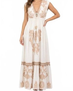 Mahila Selena Embroidered Maxi Dress - Natural