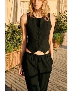 Ciao Lucia Argento Linen Vest - Black