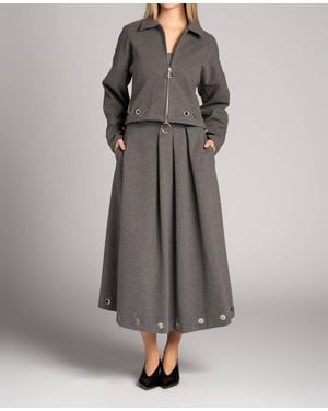 Beatrice B. Grommet Midi Skirt - Gray