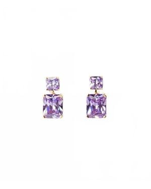 Marlyn Schiff Princess Cut Drop Earrings - Purple