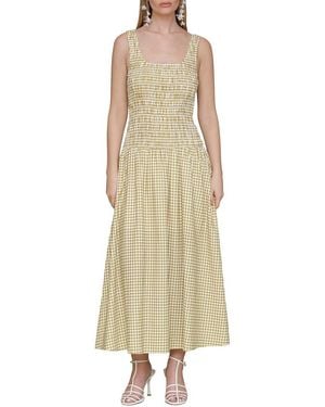 Avec Les Filles Drop Waist Smocked Bodice Linen-Blend Dress - Natural