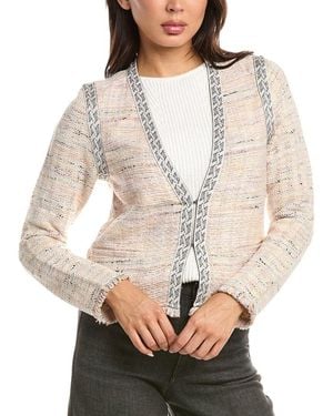 NIC+ZOE Contrast Trim Knit Jacket - Natural