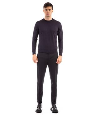 Drumohr Cashmere-Silk Crewneck Sweater - Blue