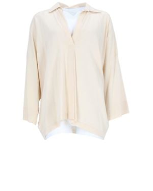 Vince Loose-Fitting Blouse With V-Neckline And Asymmetrical Hem - White