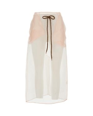 Simone Rocha Sheer Column Midi Skirt - White