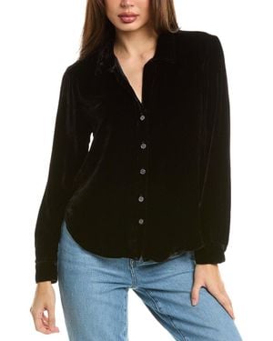 Bella Dahl Silk-Blend Relaxed Button-Up Shirt - Black