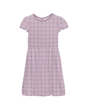 KICKEE Girl's Flower Lattice Flutter Sleeve Dress With Pockets - Purple