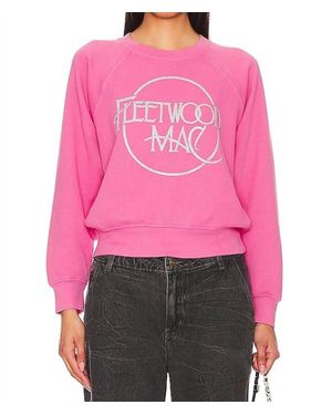 Daydreamer Fleetwood Mac Circle Logo Raglan Crew Sweater Top - Pink