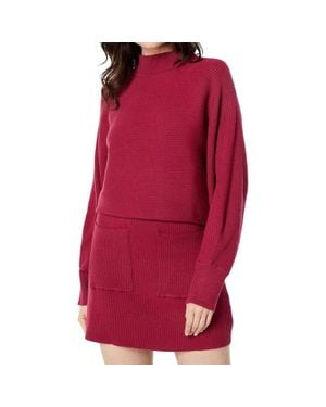En Saison Front Pockets Sweater Skirt - Red