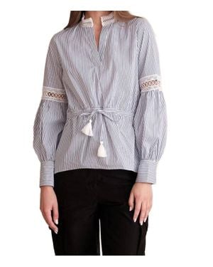 Haute Hippie Gaby Tie Waist Striped Top - Gray