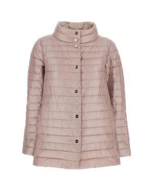 Herno Reversible A-Shape High Collar Jacket With Contrasting Colors - Pink