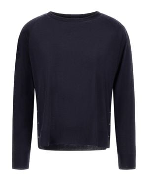 Herno Cropped Sweater With Snap Button Details - Blue