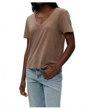 Michael Stars Daria Just Cotton Short Sleeve V - Brown
