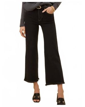 spartina 449 Nayla Fringe Wide Leg Crop Jeans - Black